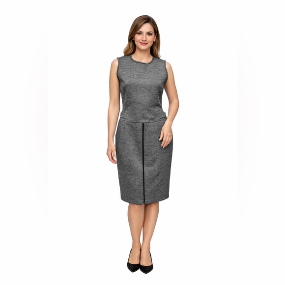 Max Mara Ginnata Wool Midi Dress Size 8 Front Zip Sheath Dark Gray NWT - Picture 16 of 16